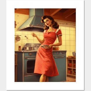 A Pin Up Girl in the Kitchen Posters and Art